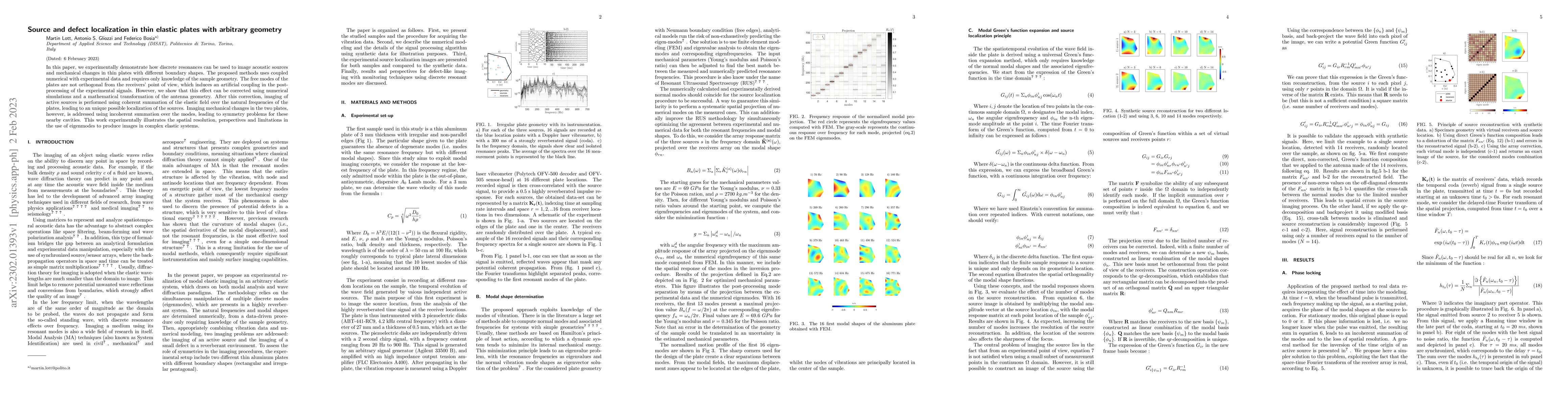 Thumbnail for Source and defect localization in thin elastic plates of arbitrary
  geometry using eigenmodes