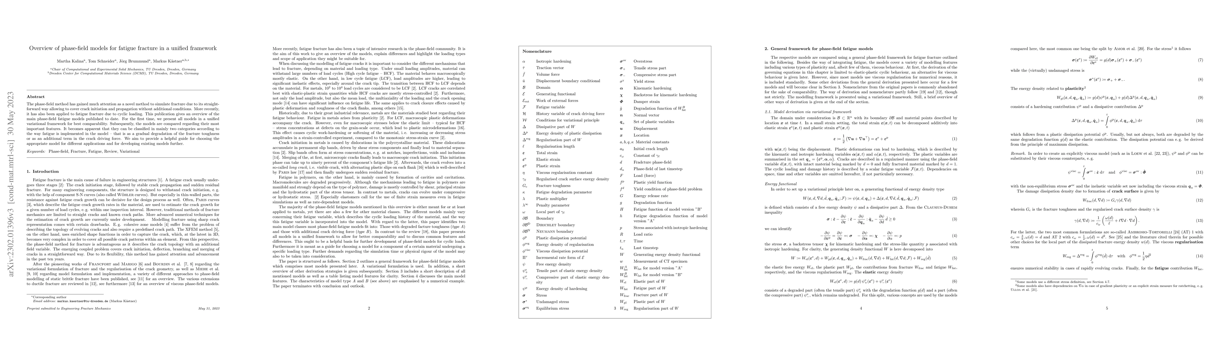 Thumbnail for Overview of phase-field models for fatigue fracture in a unified
  framework