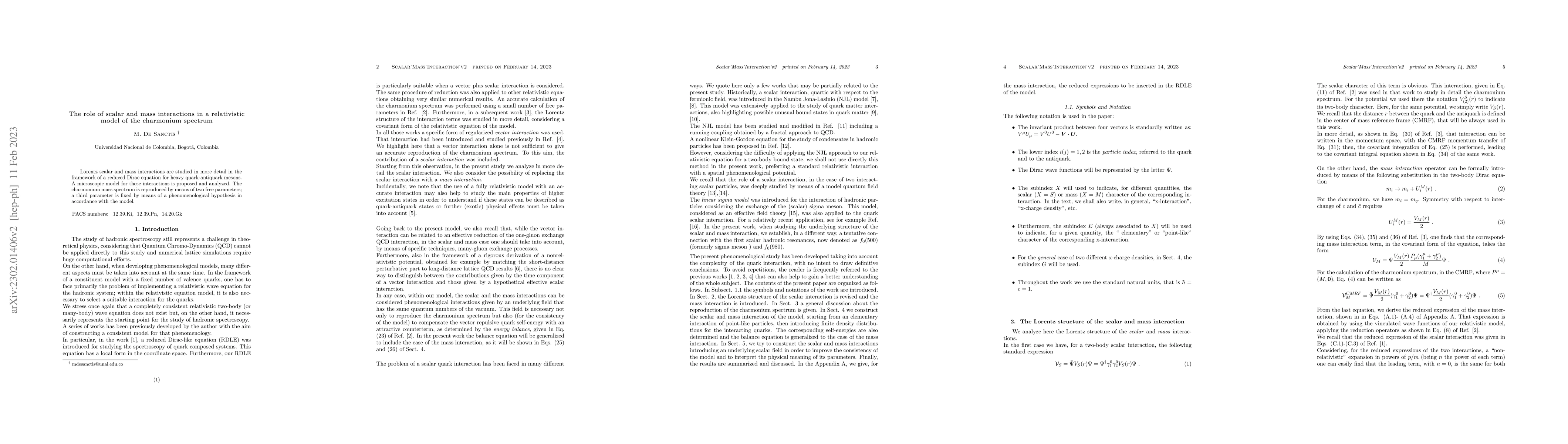 Thumbnail for The role of scalar and mass interactions in a relativistic model of the
  charmonium spectrum