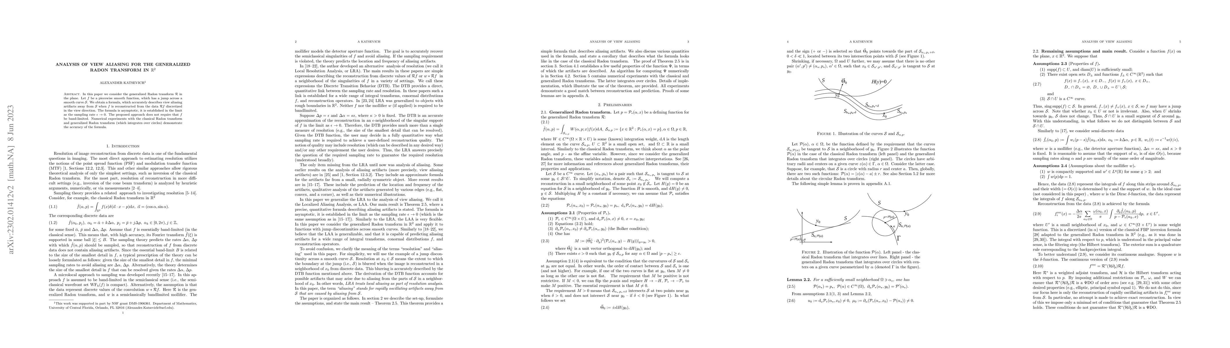 Thumbnail for Analysis of view aliasing for the generalized Radon transform in
  $\mathbb R^2$