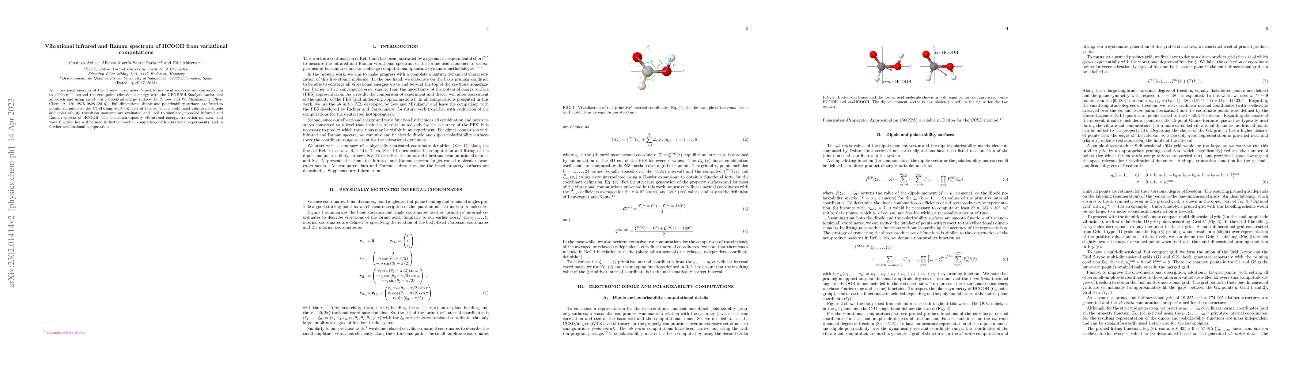 Thumbnail for Vibrational infrared and Raman spectrum of HCOOH from variational
  computations