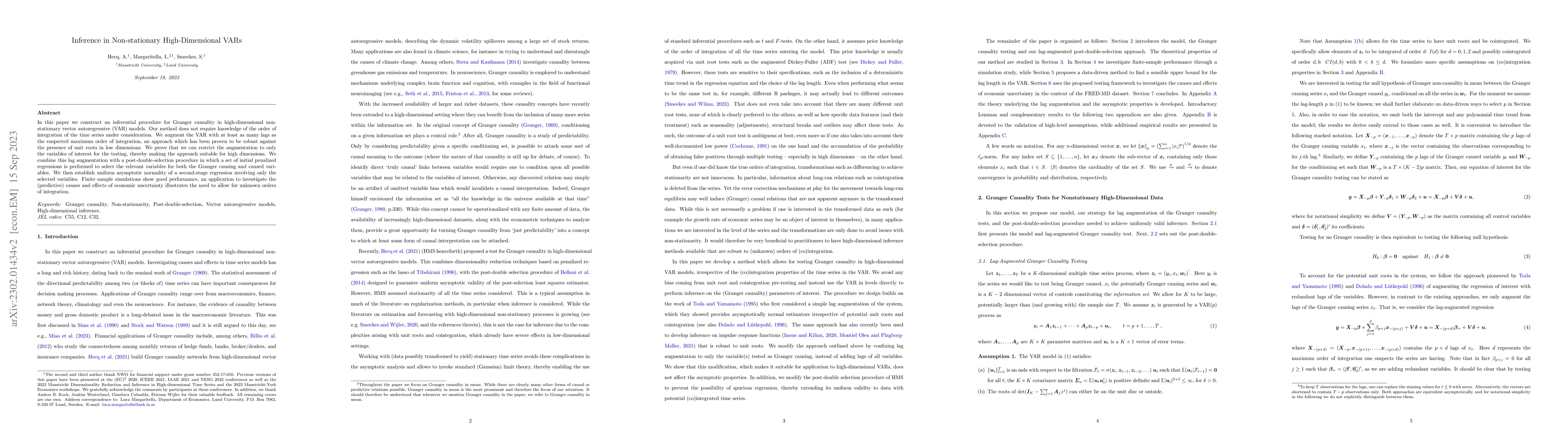 Thumbnail for Inference in Non-stationary High-Dimensional VARs