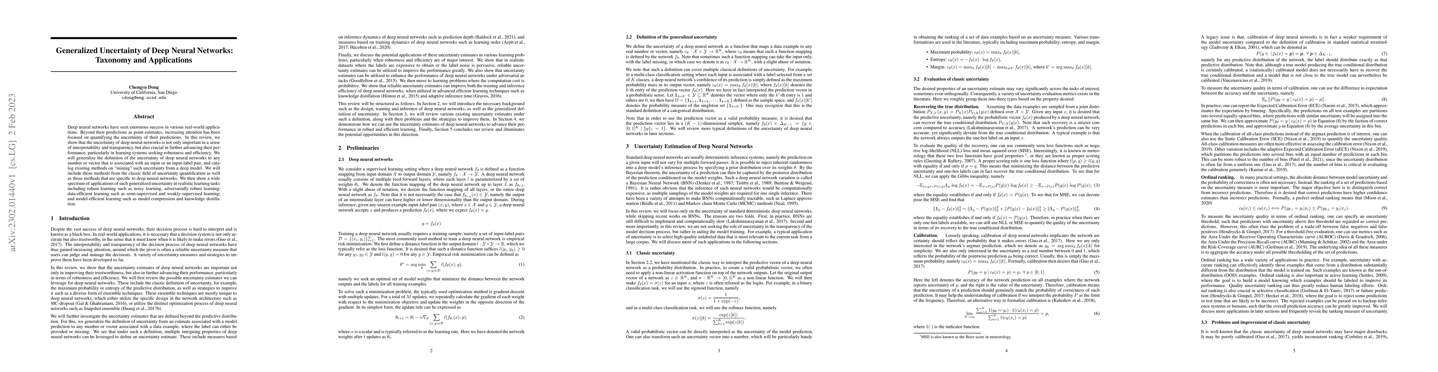 Thumbnail for Generalized Uncertainty of Deep Neural Networks: Taxonomy and
  Applications