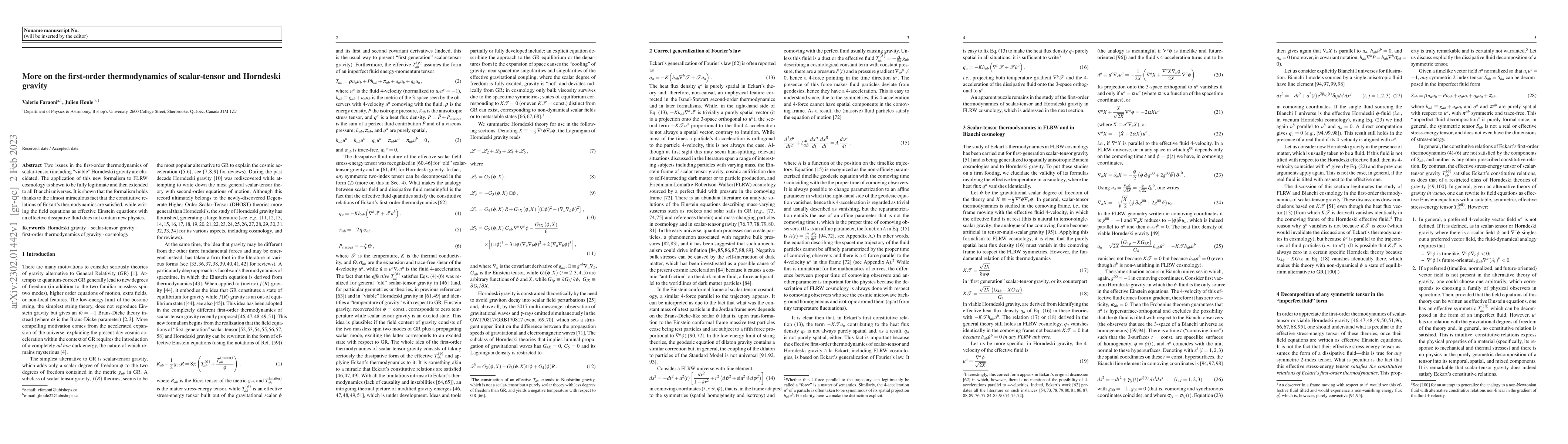 Thumbnail for More on the first-order thermodynamics of scalar-tensor and Horndeski
  gravity