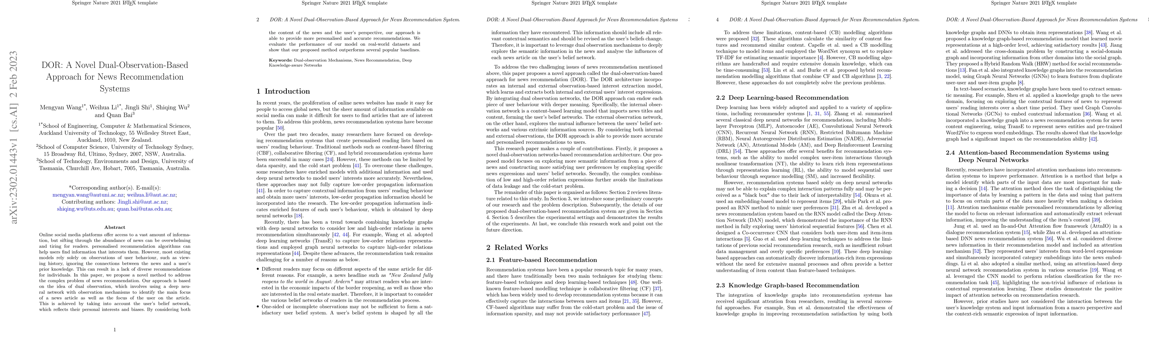 Thumbnail for DOR: A Novel Dual-Observation-Based Approach for News Recommendation
  Systems