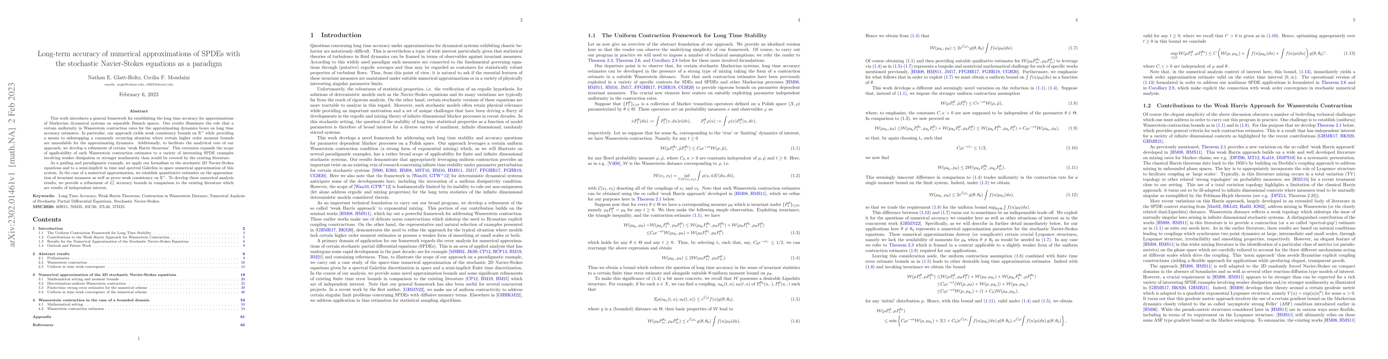 Thumbnail for Long-term accuracy of numerical approximations of SPDEs with the
  stochastic Navier-Stokes equations as a paradigm