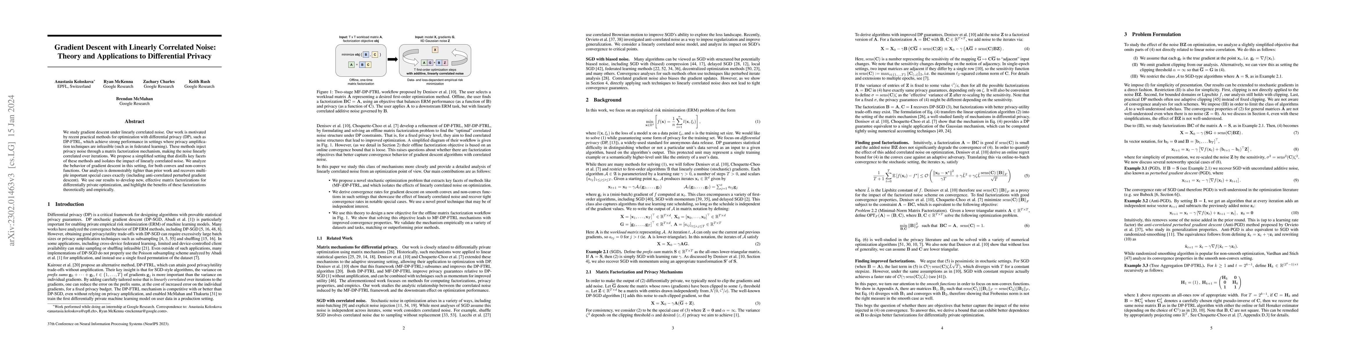 Thumbnail for Gradient Descent with Linearly Correlated Noise: Theory and Applications
  to Differential Privacy