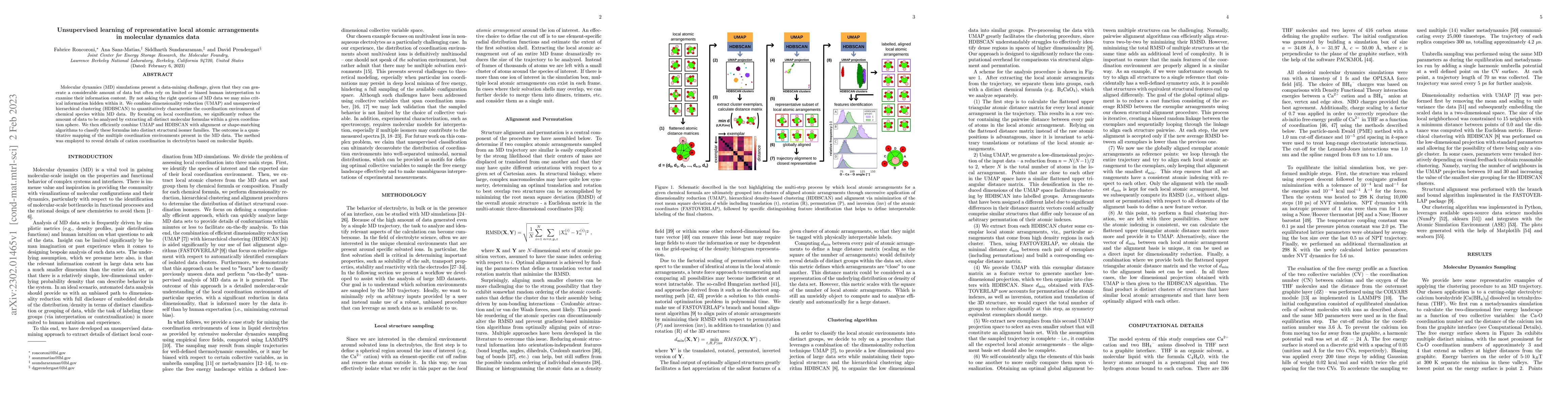 Thumbnail for Unsupervised learning of representative local atomic arrangements in
  molecular dynamics data
