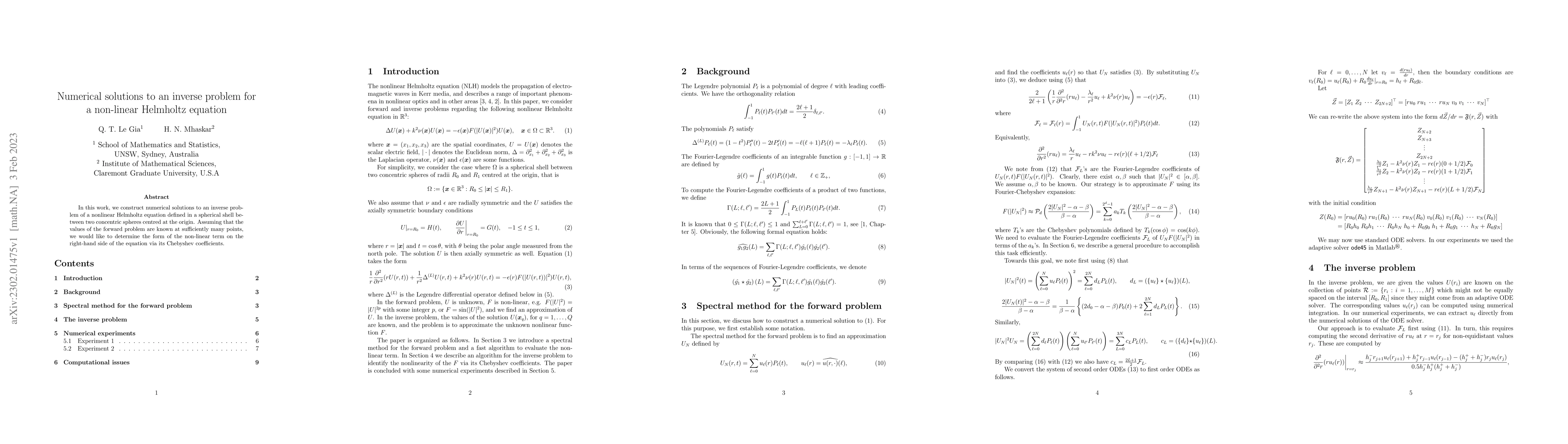 Thumbnail for Numerical solutions to an inverse problem for a non-linear Helmholtz
  equation