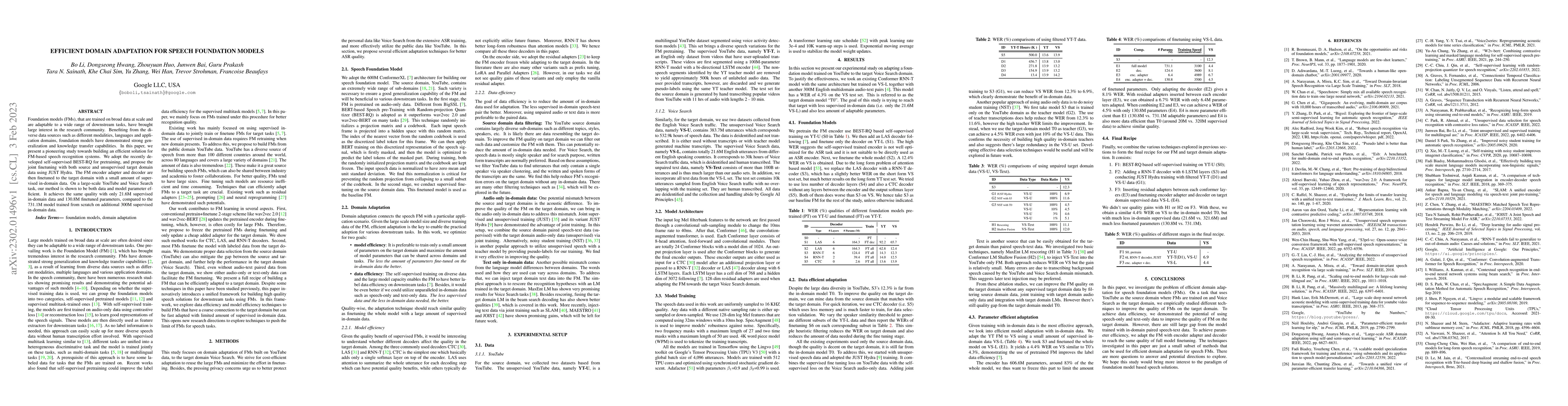 Thumbnail for Efficient Domain Adaptation for Speech Foundation Models