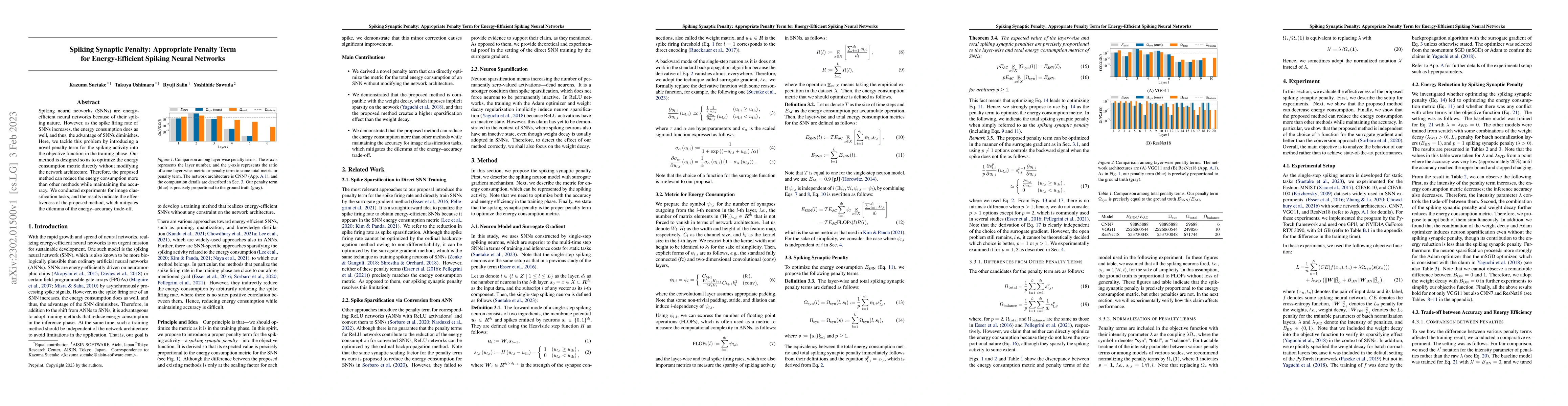 Thumbnail for Spiking Synaptic Penalty: Appropriate Penalty Term for Energy-Efficient
  Spiking Neural Networks