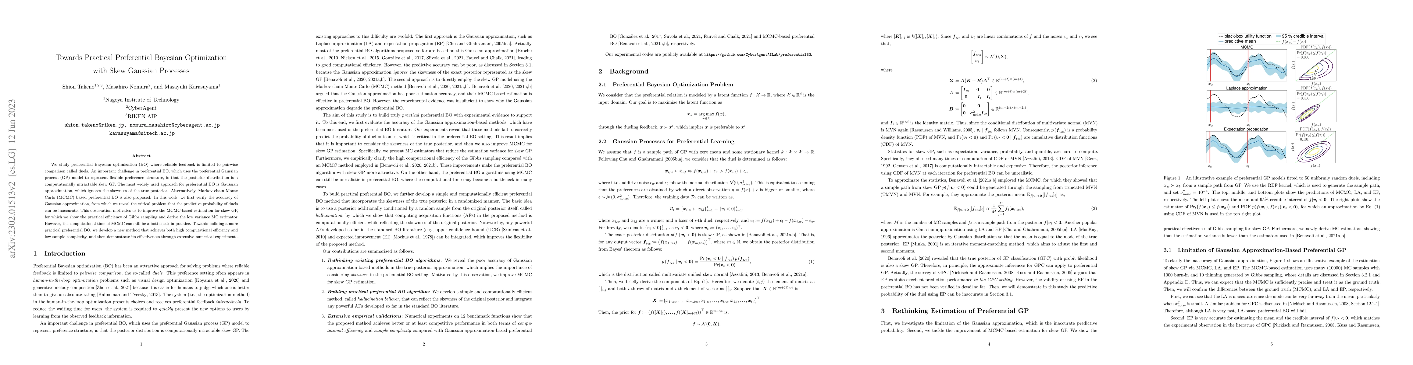 Thumbnail for Towards Practical Preferential Bayesian Optimization with Skew Gaussian
  Processes