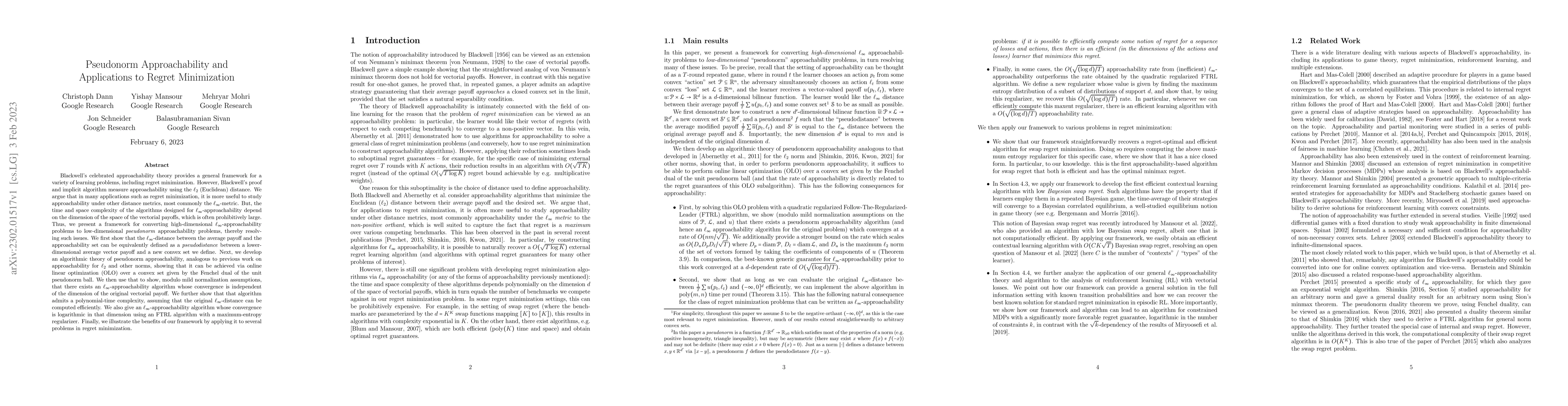 Thumbnail for Pseudonorm Approachability and Applications to Regret Minimization
