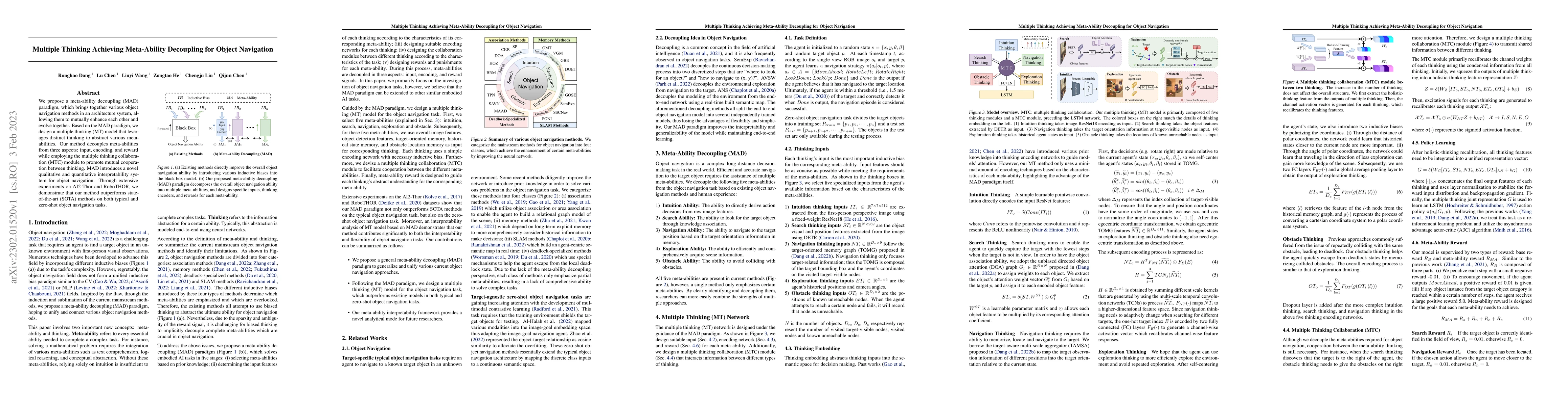 Thumbnail for Multiple Thinking Achieving Meta-Ability Decoupling for Object
  Navigation