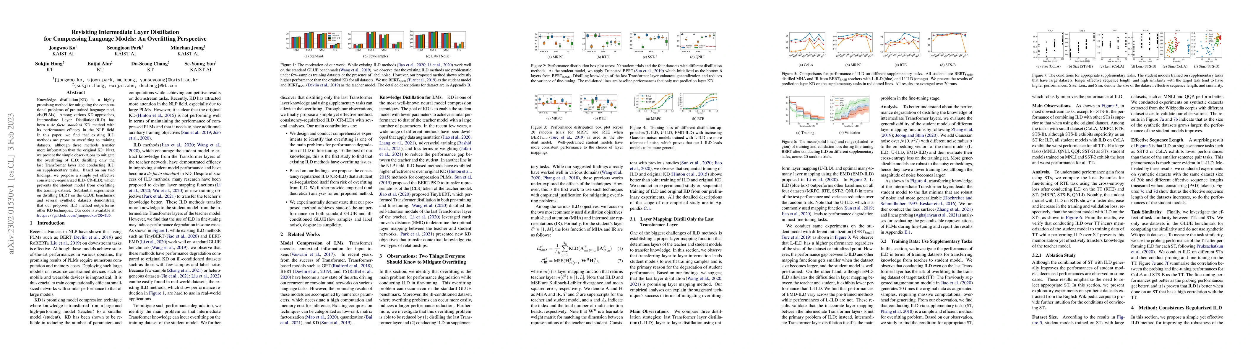 Thumbnail for Revisiting Intermediate Layer Distillation for Compressing Language
  Models: An Overfitting Perspective