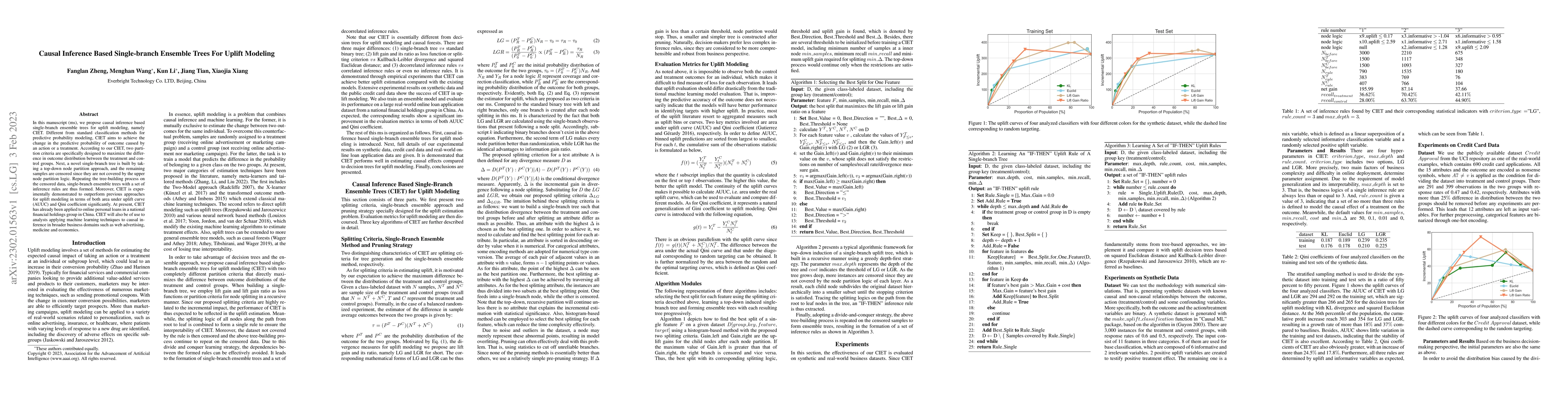Thumbnail for Causal Inference Based Single-branch Ensemble Trees For Uplift Modeling
