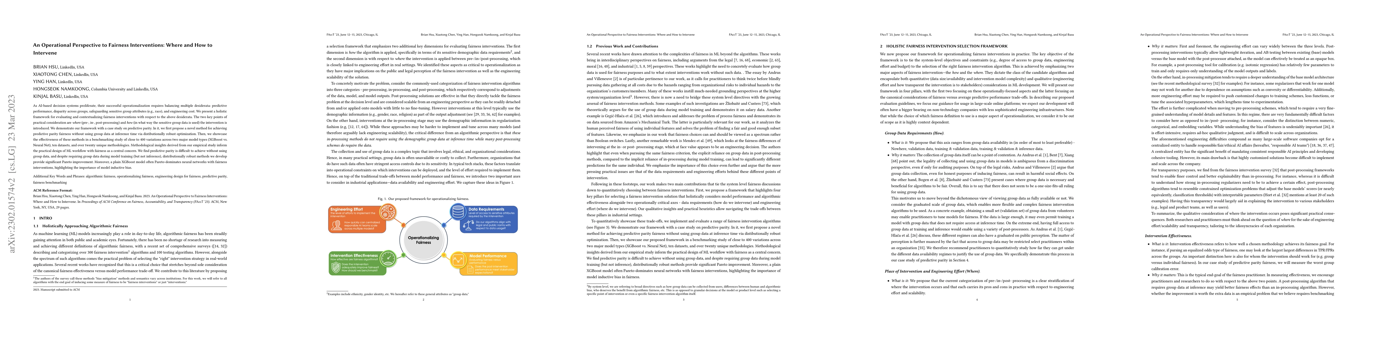 Thumbnail for An Operational Perspective to Fairness Interventions: Where and How to
  Intervene
