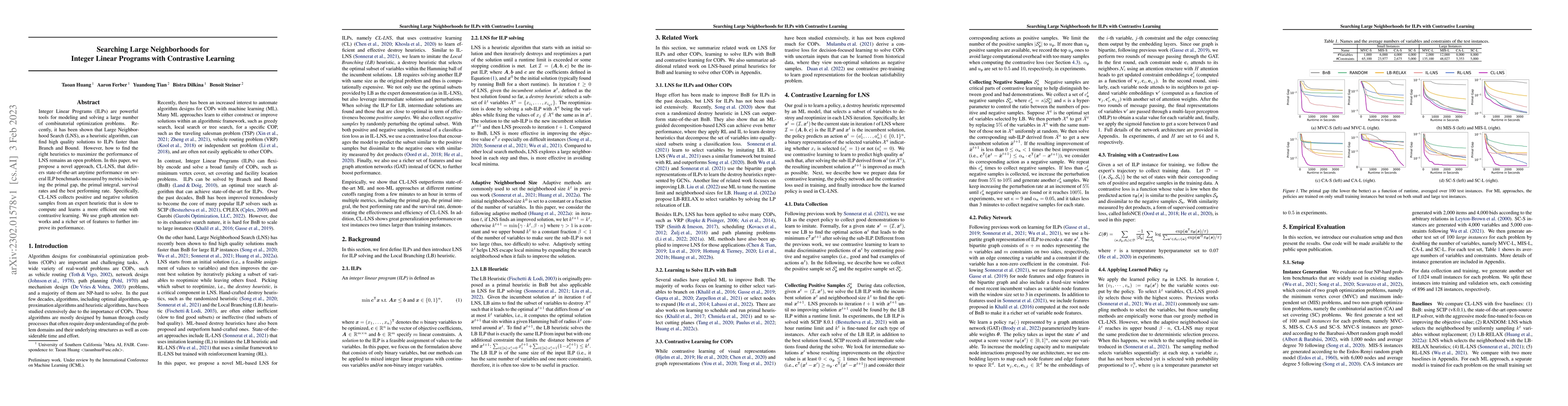 Thumbnail for Searching Large Neighborhoods for Integer Linear Programs with
  Contrastive Learning