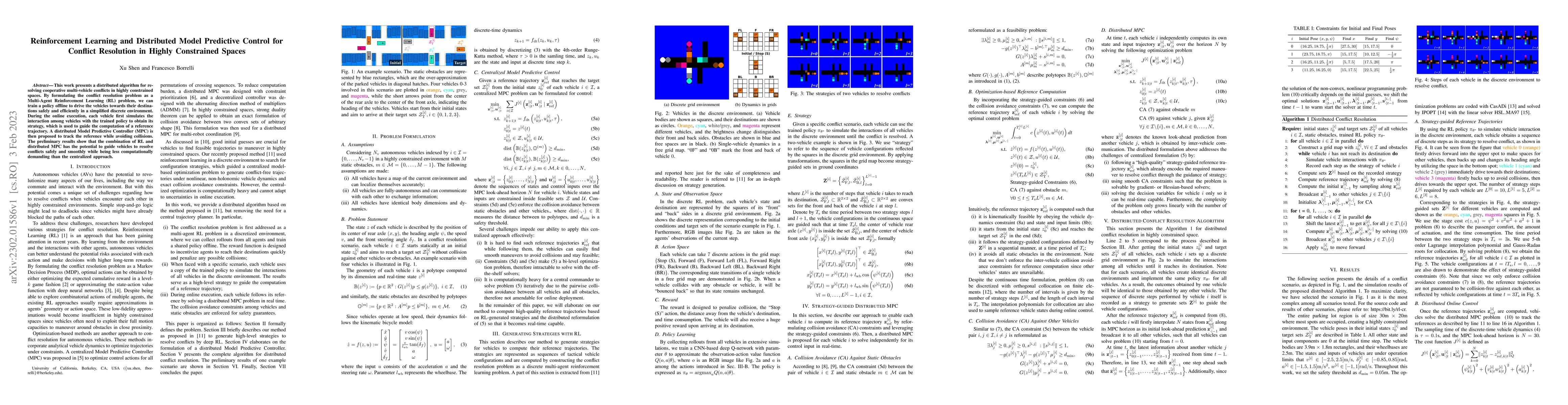 Thumbnail for Reinforcement Learning and Distributed Model Predictive Control for
  Conflict Resolution in Highly Constrained Spaces