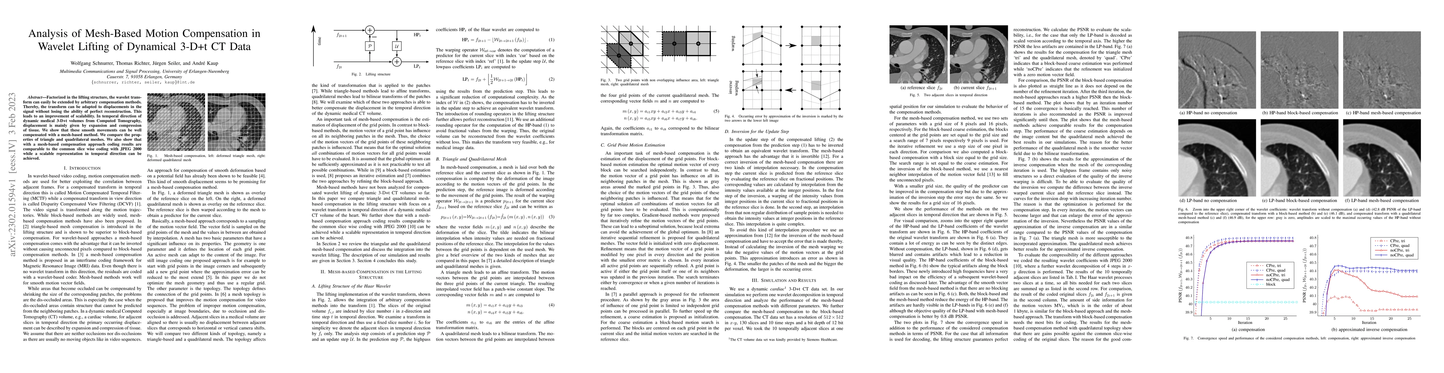Thumbnail for Analysis of mesh-based motion compensation in wavelet lifting of
  dynamical 3-D+t CT data