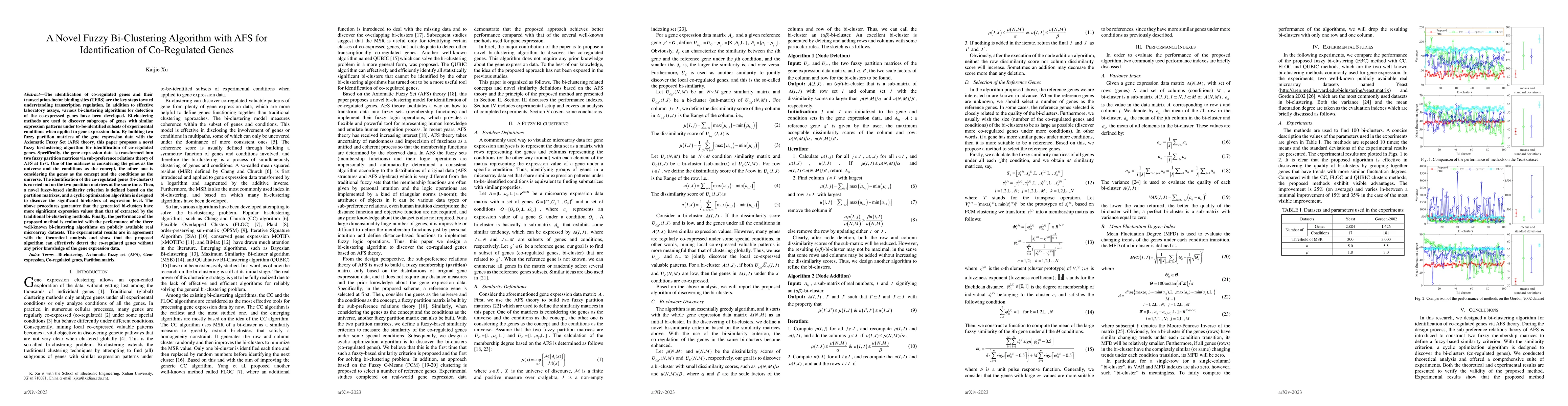 Thumbnail for A Novel Fuzzy Bi-Clustering Algorithm with AFS for Identification of
  Co-Regulated Genes