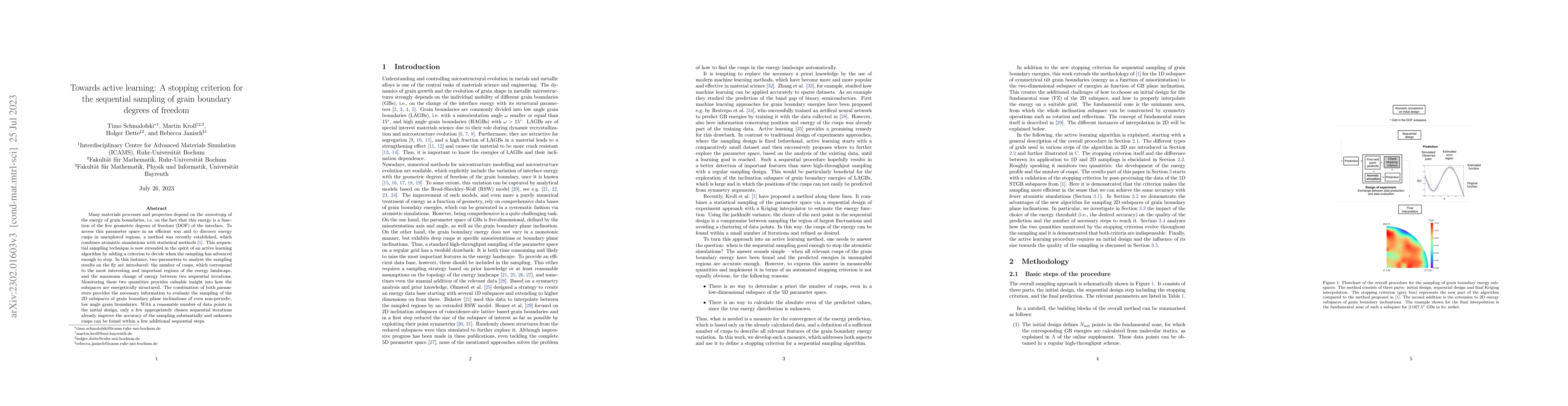 Thumbnail for Towards active learning: A stopping criterion for the sequential
  sampling of grain boundary degrees of freedom