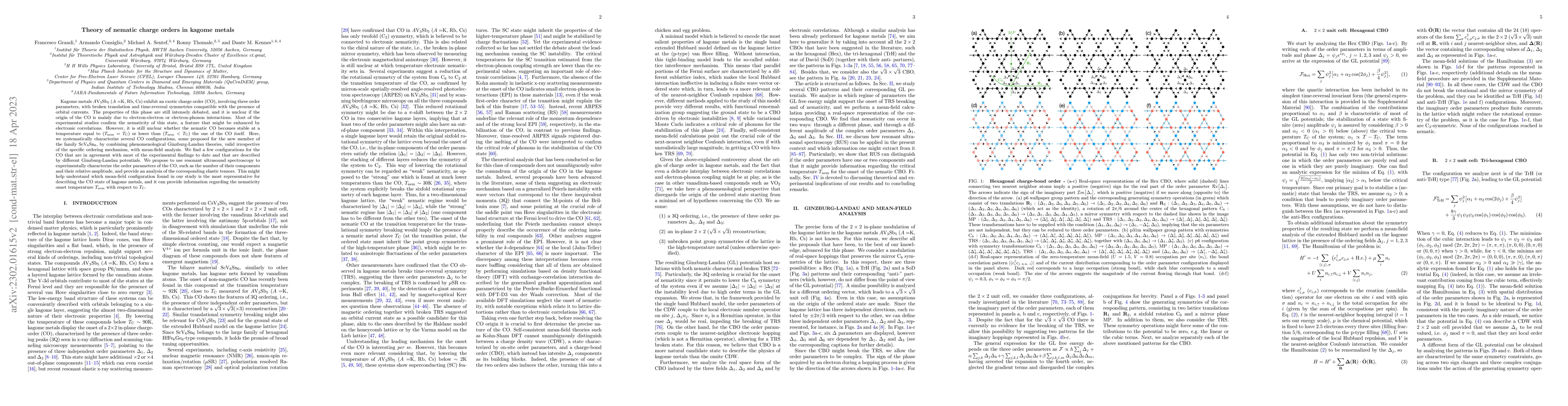 Thumbnail for Theory of nematic charge orders in kagome metals
