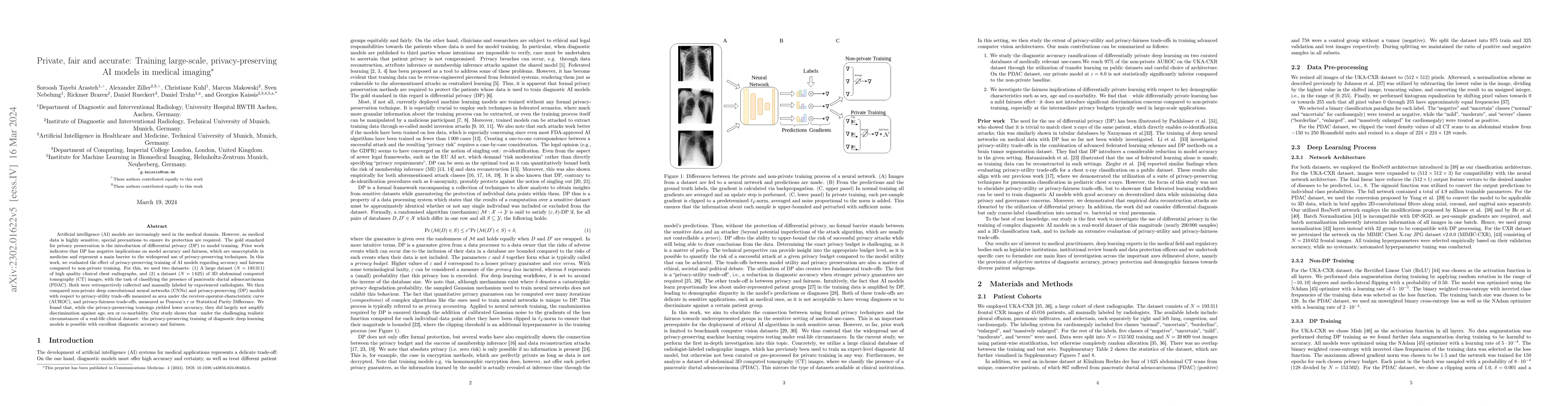 Thumbnail for Private, fair and accurate: Training large-scale, privacy-preserving AI
  models in medical imaging