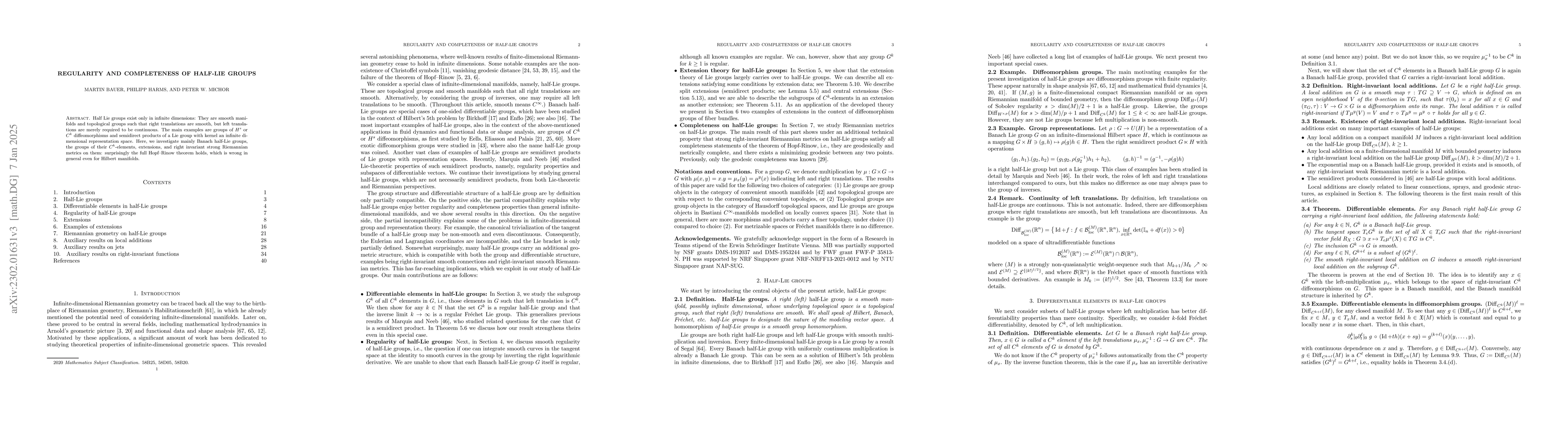 Thumbnail for Regularity and completeness of half-Lie groups