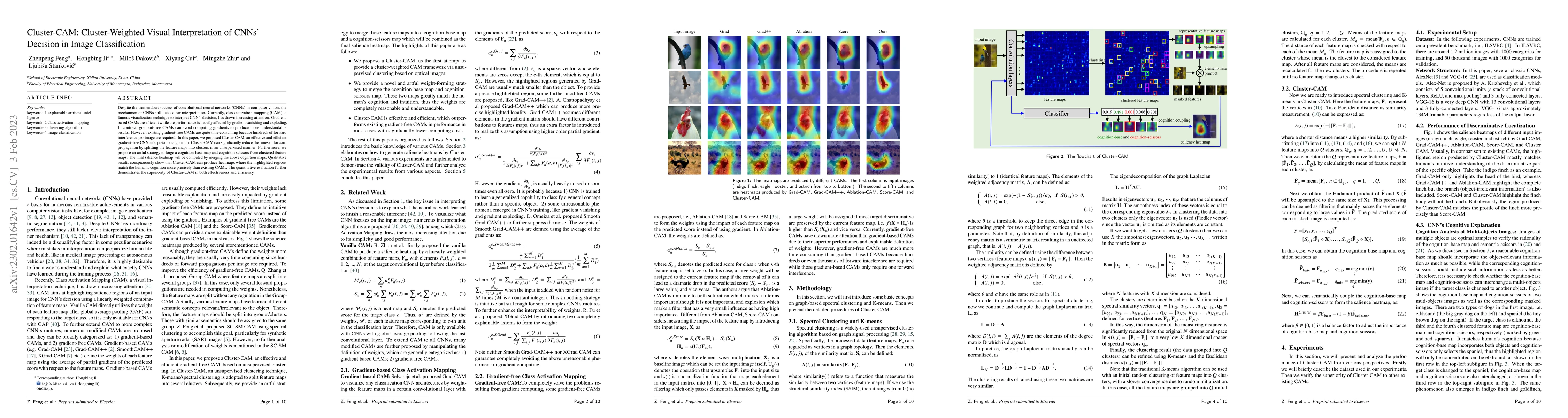 Thumbnail for Cluster-CAM: Cluster-Weighted Visual Interpretation of CNNs' Decision in
  Image Classification