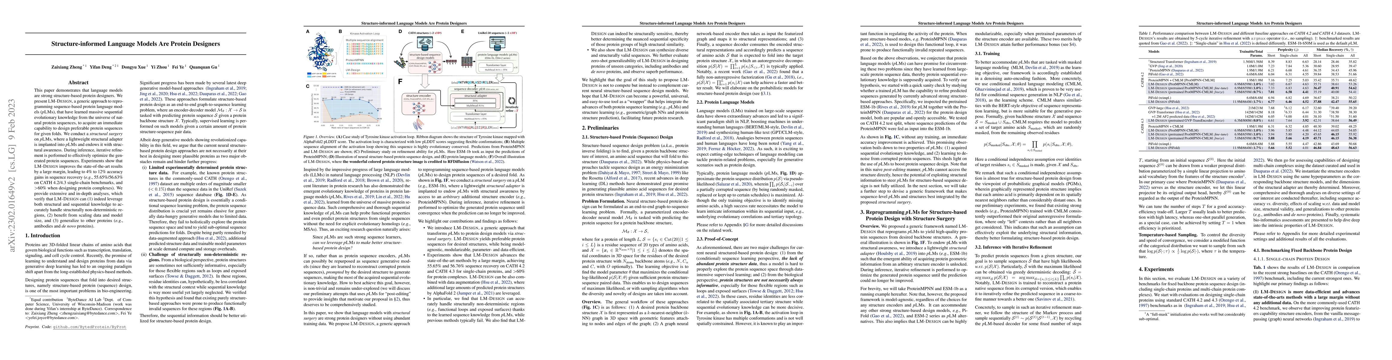 Thumbnail for Structure-informed Language Models Are Protein Designers