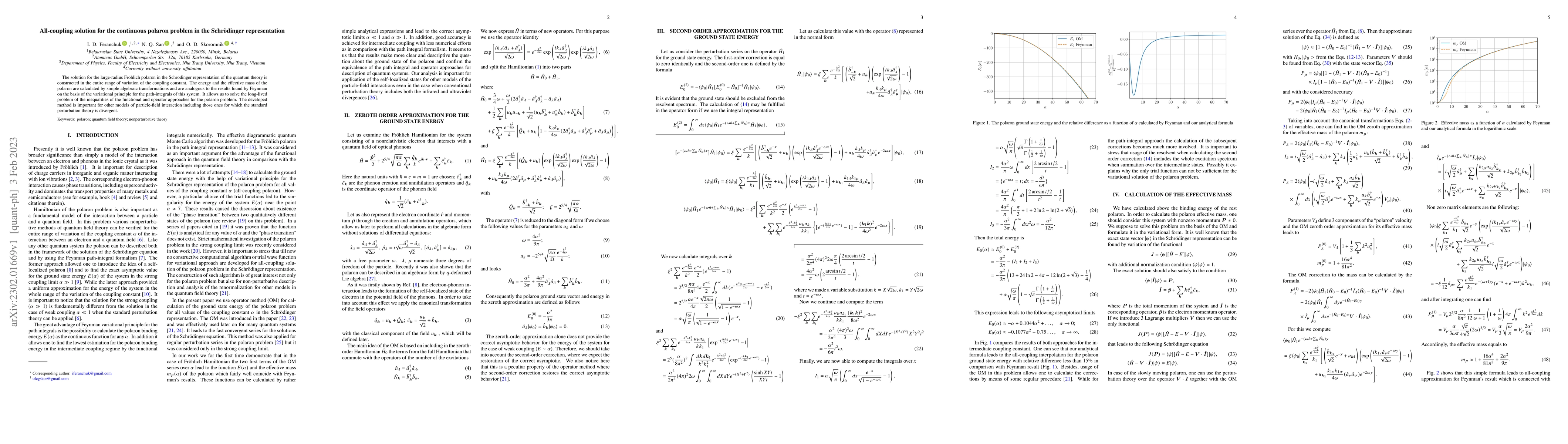 Thumbnail for All-coupling solution for the continuous polaron problem in the
  Schr\"{o}dinger representation
