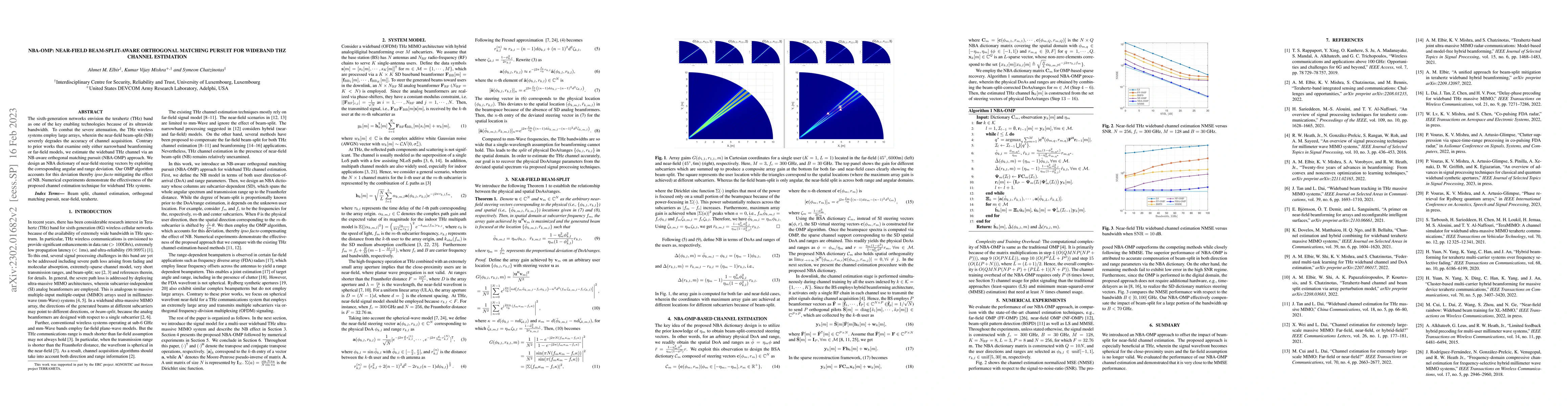 Thumbnail for NBA-OMP: Near-field Beam-Split-Aware Orthogonal Matching Pursuit for
  Wideband THz Channel Estimation