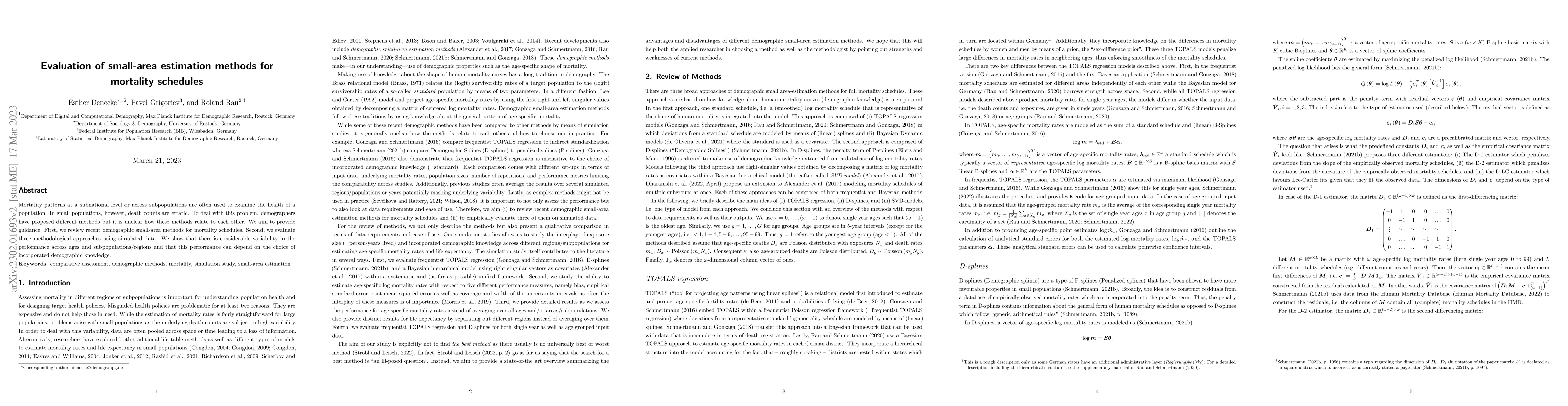 Thumbnail for Evaluation of small-area estimation methods for mortality schedules