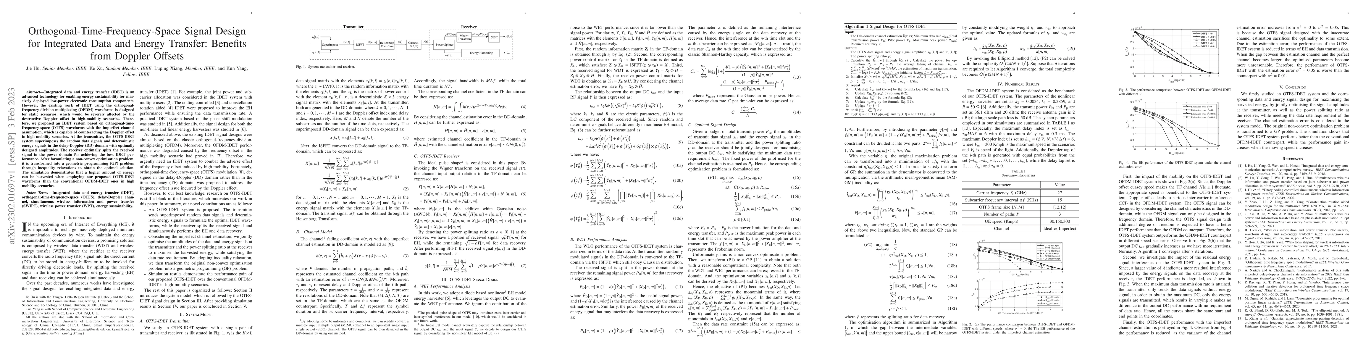 Thumbnail for Orthogonal-Time-Frequency-Space Signal Design for Integrated Data and
  Energy Transfer: Benefits from Doppler Offsets