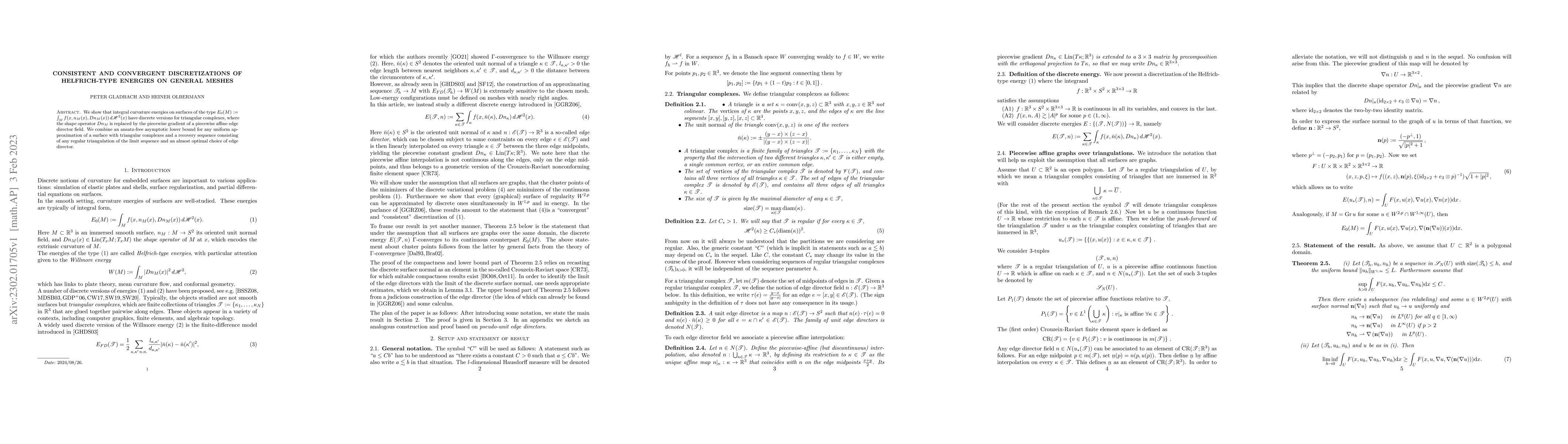 Thumbnail for Consistent and convergent discretizations of Helfrich-type energies on
  general meshes