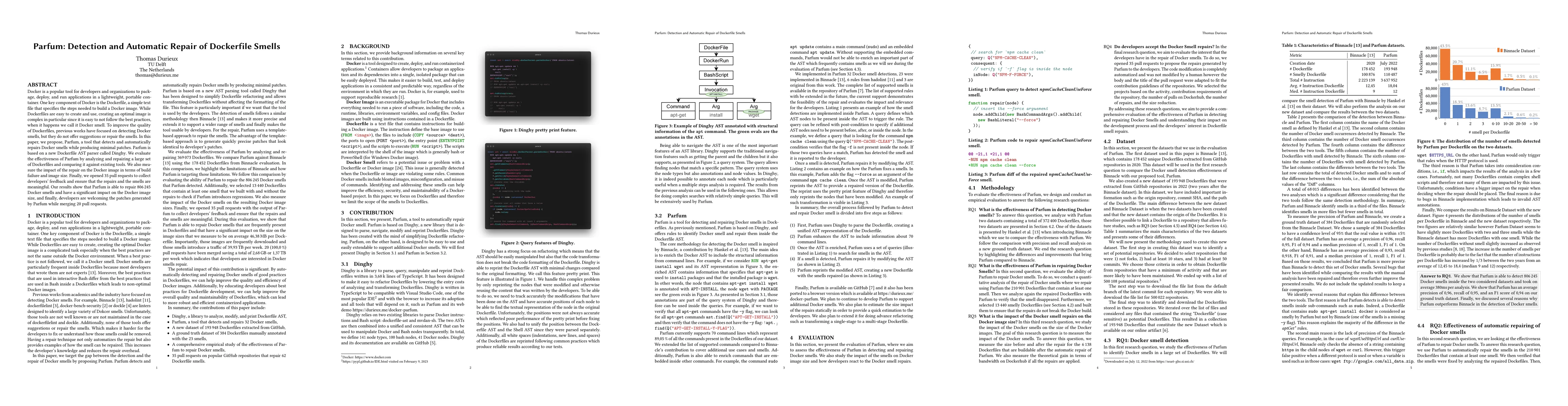 Thumbnail for Parfum: Detection and Automatic Repair of Dockerfile Smells