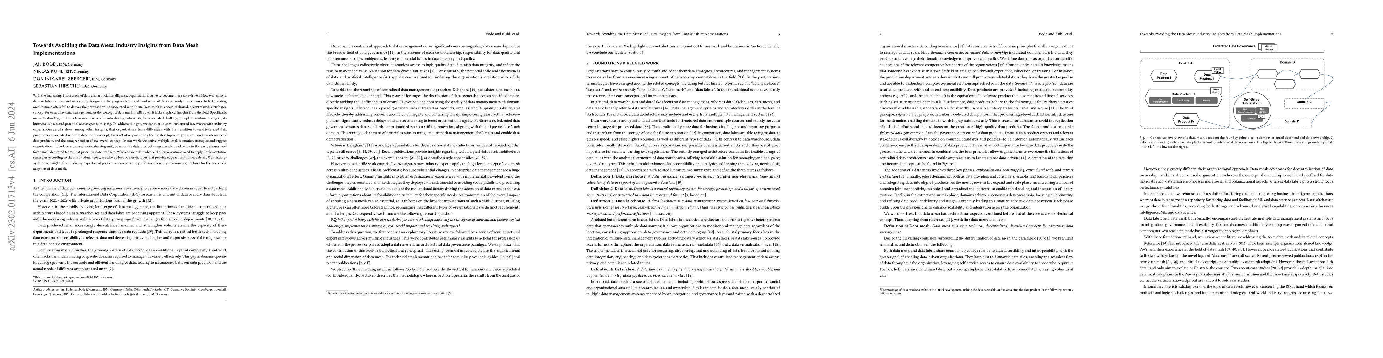 Thumbnail for Towards Avoiding the Data Mess: Industry Insights from Data Mesh
  Implementations
