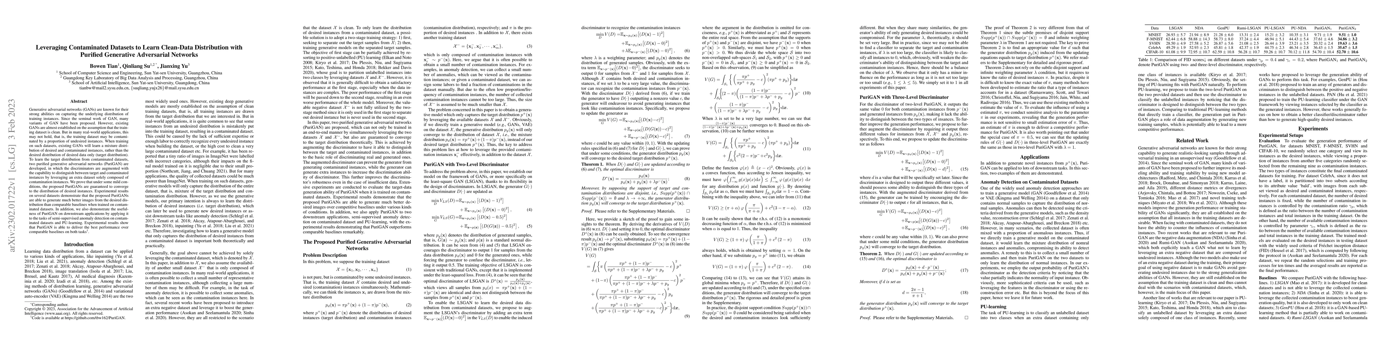 Thumbnail for Leveraging Contaminated Datasets to Learn Clean-Data Distribution with
  Purified Generative Adversarial Networks