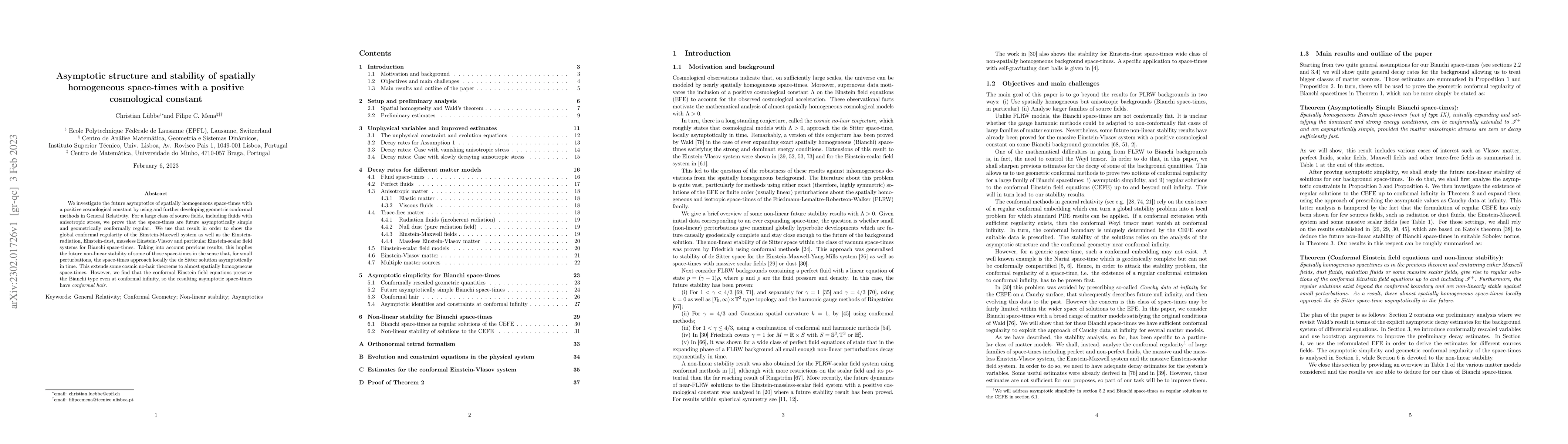 Thumbnail for Asymptotic structure and stability of spatially homogeneous space-times
  with a positive cosmological constant