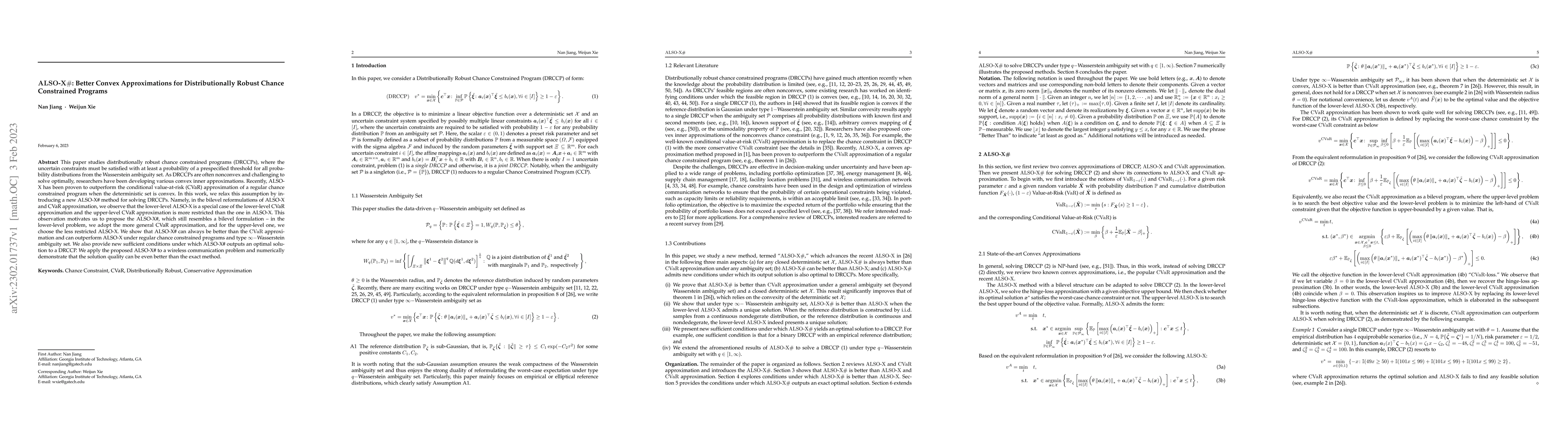 Thumbnail for ALSO-X#: Better Convex Approximations for Distributionally Robust Chance
  Constrained Programs