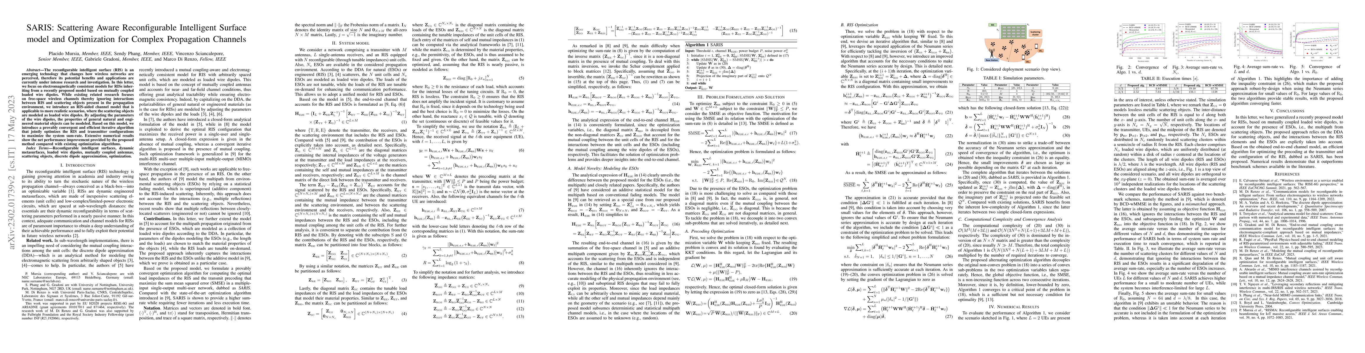 Thumbnail for SARIS: Scattering Aware Reconfigurable Intelligent Surface model and
  Optimization for Complex Propagation Channels