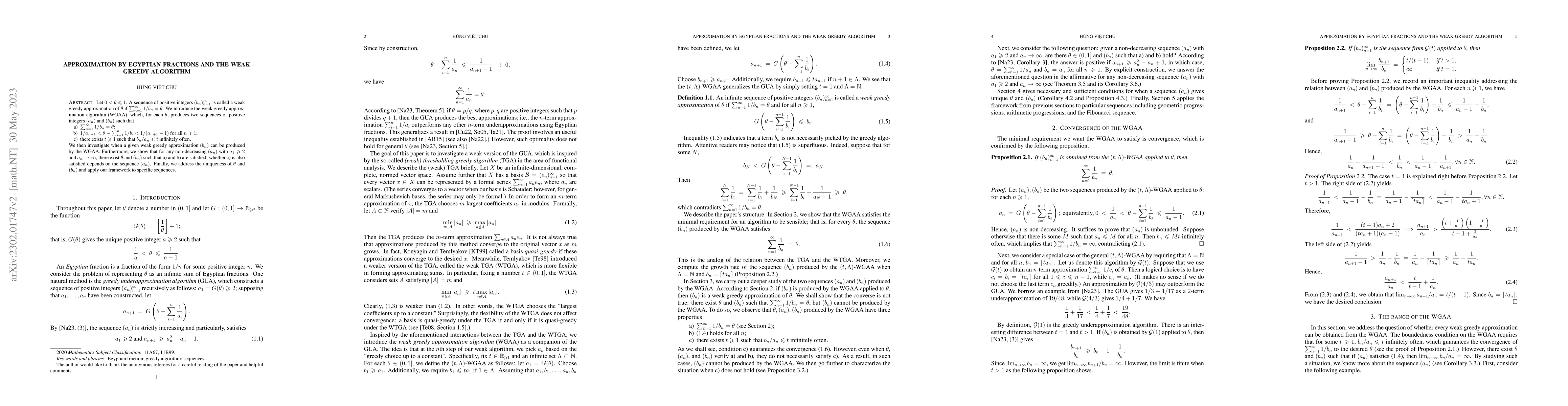 Thumbnail for Approximation by Egyptian Fractions and the Weak Greedy Algorithm