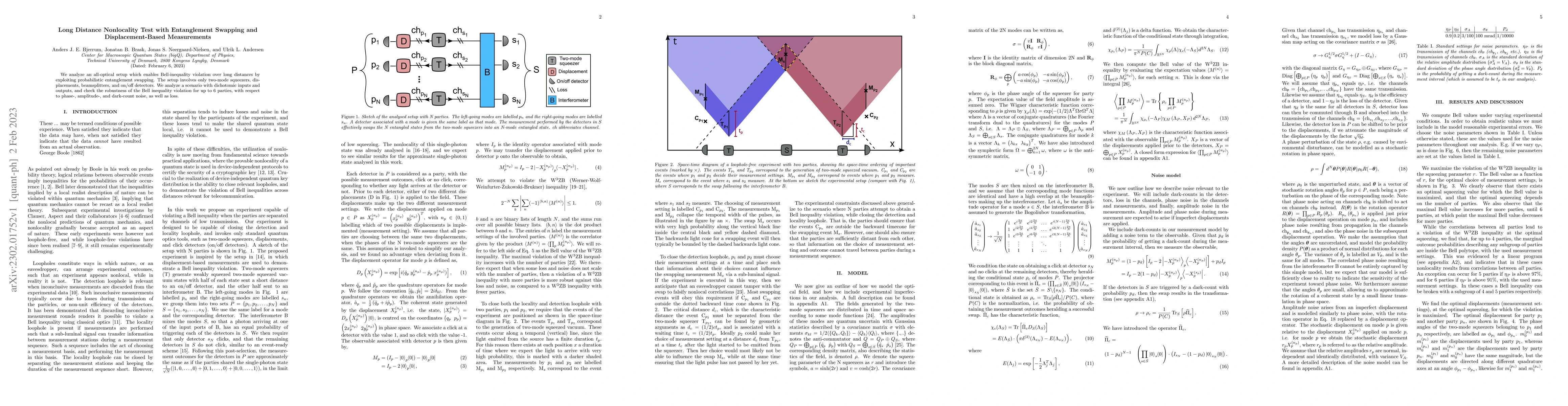 Thumbnail for Long Distance Nonlocality Test with Entanglement Swapping and
  Displacement-Based Measurements