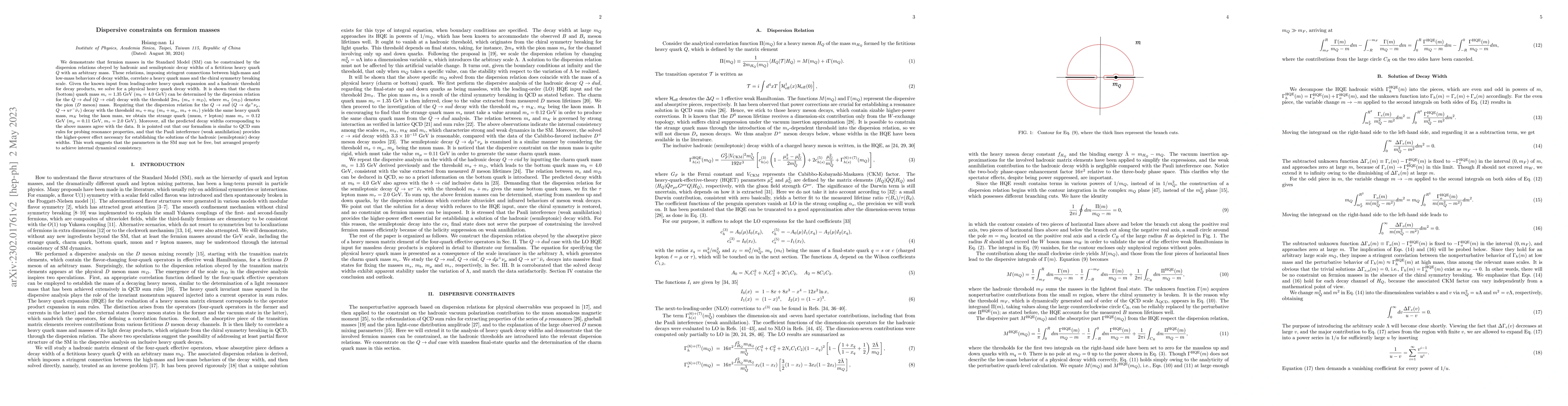 Thumbnail for Dispersive constraints on fermion masses