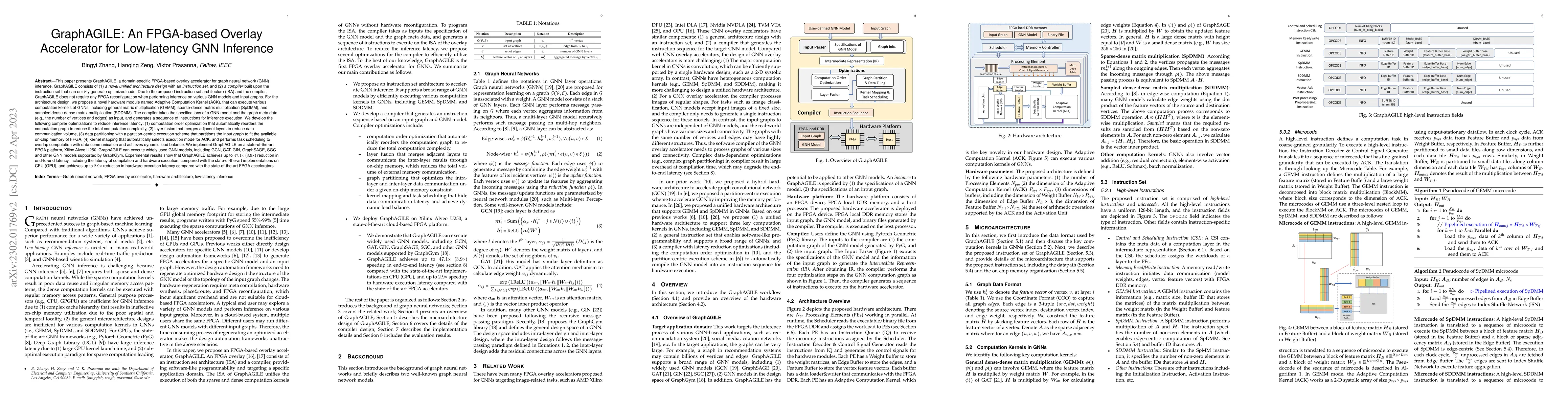 Thumbnail for GraphAGILE: An FPGA-based Overlay Accelerator for Low-latency GNN
  Inference