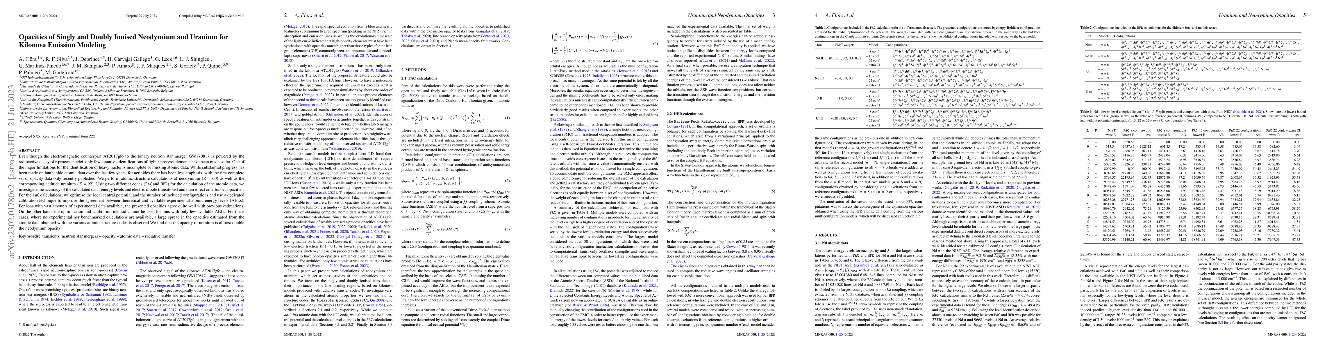 Thumbnail for Opacities of Singly and Doubly Ionised Neodymium and Uranium for
  Kilonova Emission Modeling