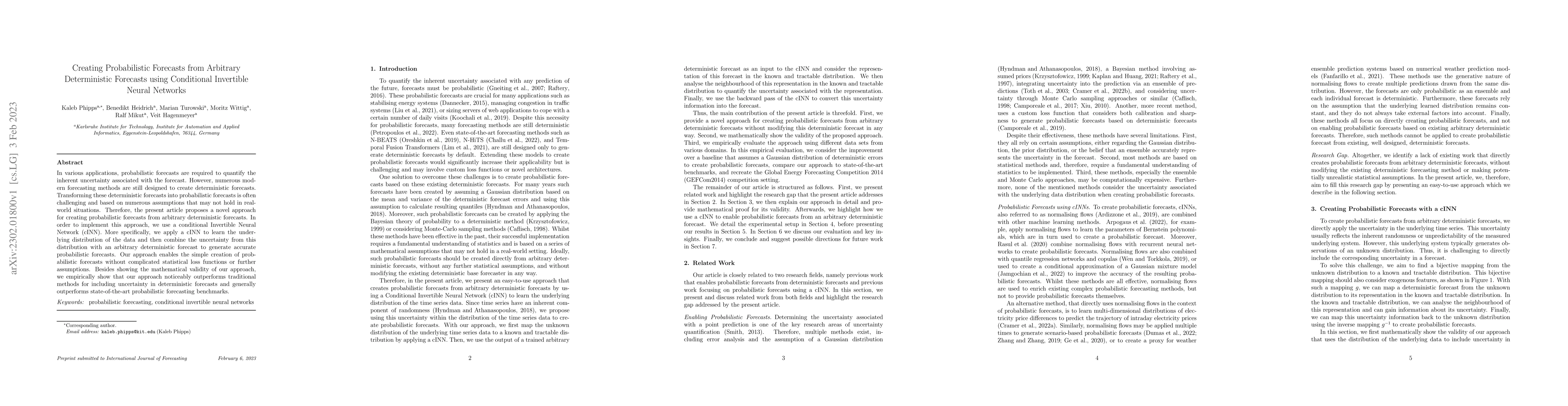 Thumbnail for Creating Probabilistic Forecasts from Arbitrary Deterministic Forecasts
  using Conditional Invertible Neural Networks
