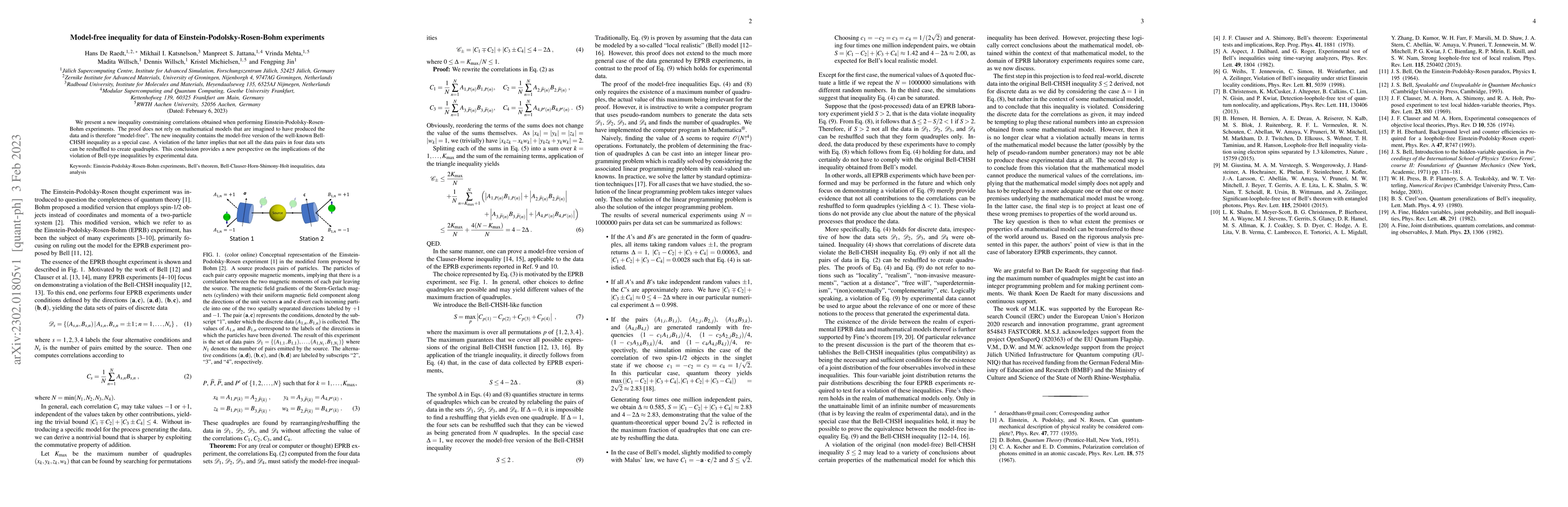 Thumbnail for Model-free inequality for data of Einstein-Podolsky-Rosen-Bohm
  experiments