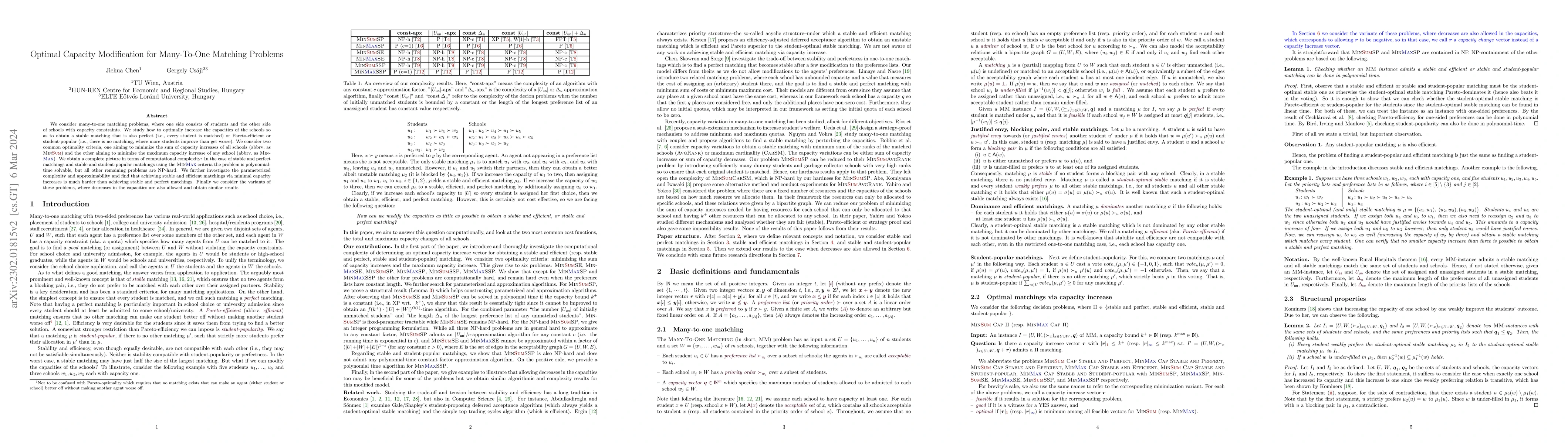 Thumbnail for Optimal Capacity Modification for Many-To-One Matching Problems